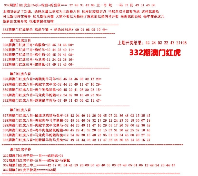 2025332期：澳门红虎图，描绘2025澳门9点35分开06玄机:荣华富贵今中事;解析2025今天晚上澳门开什么5肖10码：【虎蛇马猴猪,2-3-7-9-13-25-29-37-42-46】